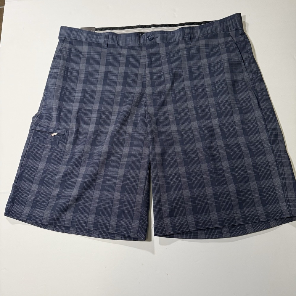 Greg Norman‎ Tasso Elba Men's 40 Plaid Golf Shorts Blue Stretch Performance NWT